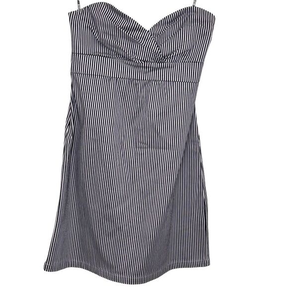 Volcom Frochickie Dress Womens Small Black White Stripe Strapless Zip Cotton - Picture 1 of 11